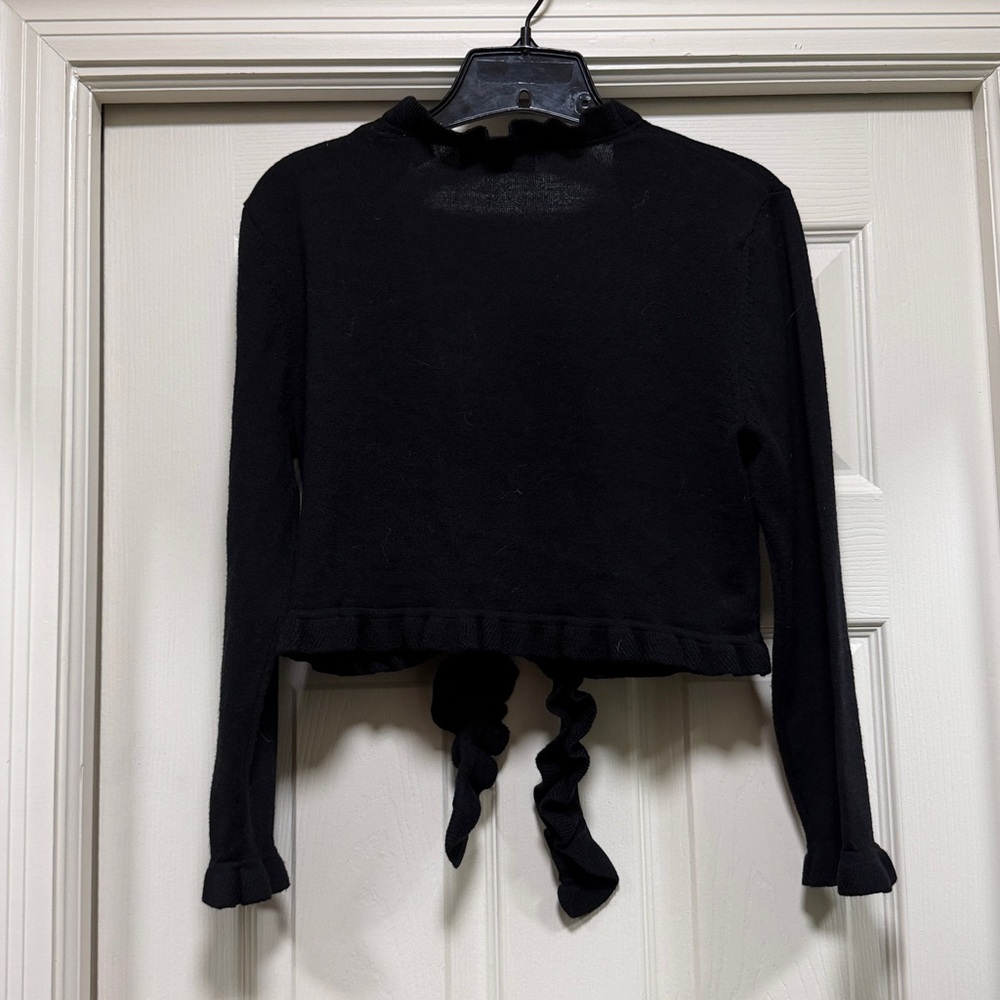 Lord & Taylor Black tie front shrug Sweater - Picture 5 of 5